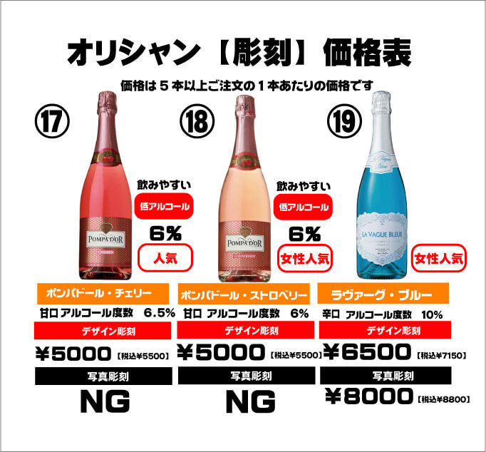 オリシャン（彫刻）価格表｜ブルーのお酒
