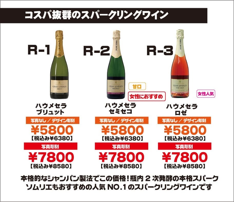 オリジナルシャンパン（結婚記念日）価格表1