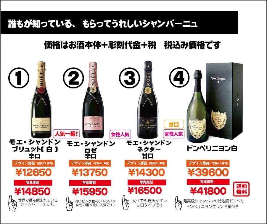 オリジナルシャンパン（退職祝い）価格表②