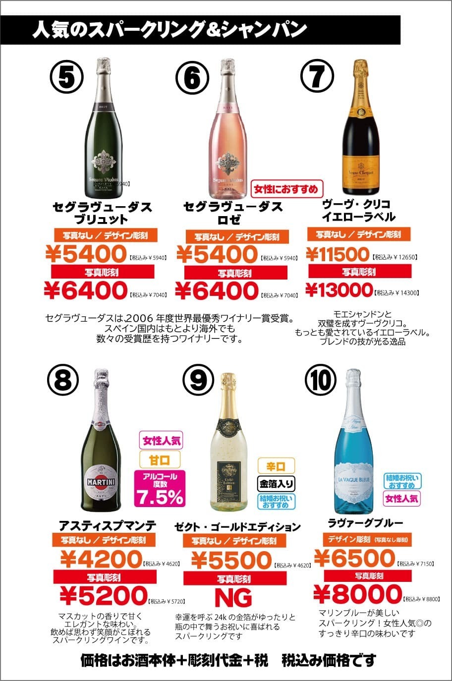 オリジナルシャンパン企業様価格表2