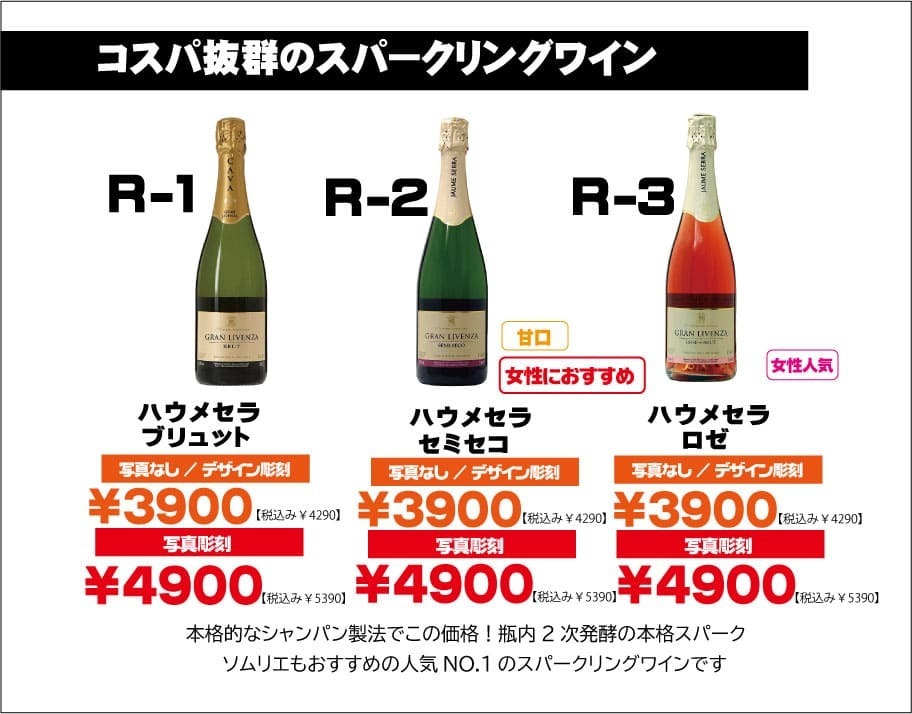オリジナルシャンパン企業様価格表1